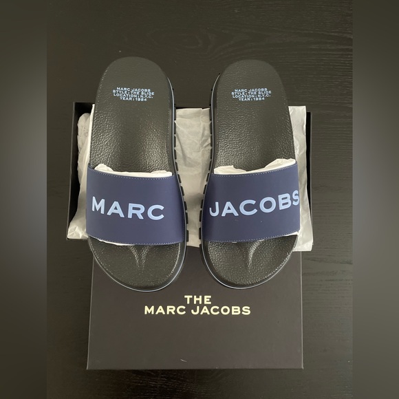 Marc Jacobs Shoes - NEW IN BOX MARC JACOBS slides Navy size 5-11